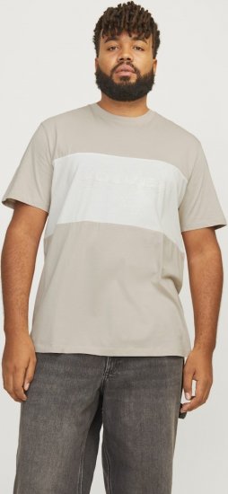 Jack & Jones LEGACY BLOCKING T-Shirt Beige - Тениски - мъжки тениски големи размери