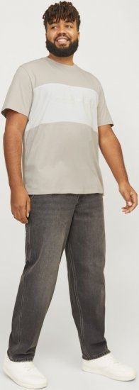 Jack & Jones LEGACY BLOCKING T-Shirt Beige - Тениски - мъжки тениски големи размери