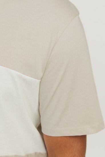 Jack & Jones LEGACY BLOCKING T-Shirt Beige - Тениски - мъжки тениски големи размери