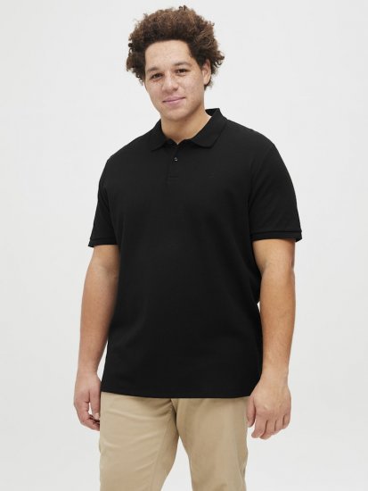 Jack & Jones AUSTIN CLASSIC Polo Black - Поло тениски - мъжки тениски с яка големи размери