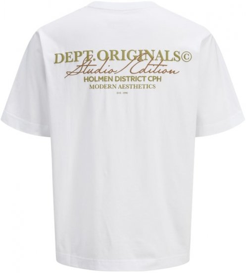 Jack & Jones Lington Crew Neck T-Shirt Bright White - Тениски - мъжки тениски големи размери