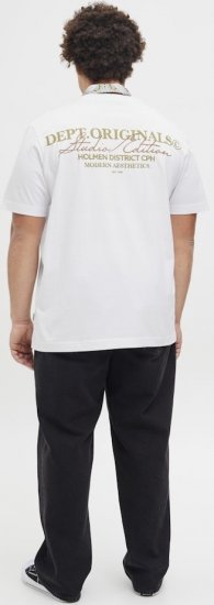 Jack & Jones Lington Crew Neck T-Shirt Bright White - Тениски - мъжки тениски големи размери