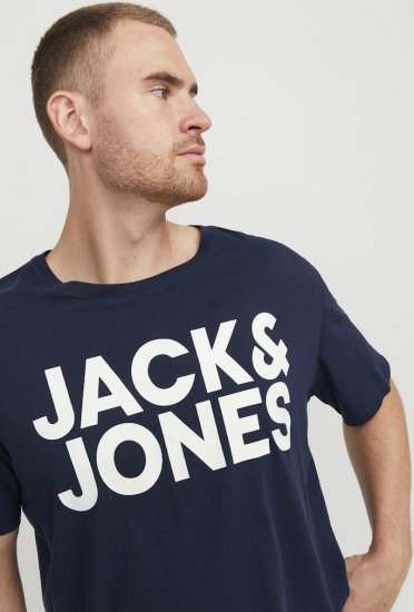 Jack & Jones CORP Logo T-Shirt Navy Blazer - Тениски - мъжки тениски големи размери