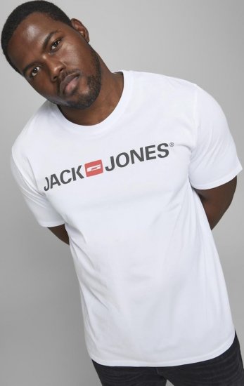 Jack & Jones JJECORP LOGO T-Shirt White - Тениски - мъжки тениски големи размери