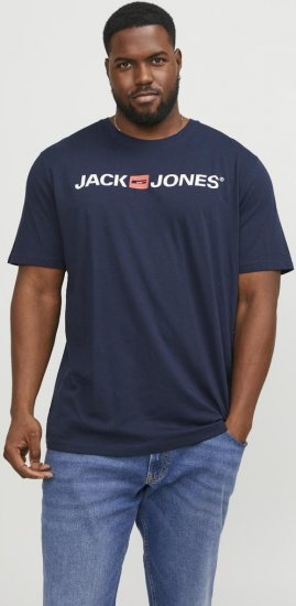 Jack & Jones Corp Logo Crew Neck T-Shirt Navy Blazer - Тениски - мъжки тениски големи размери
