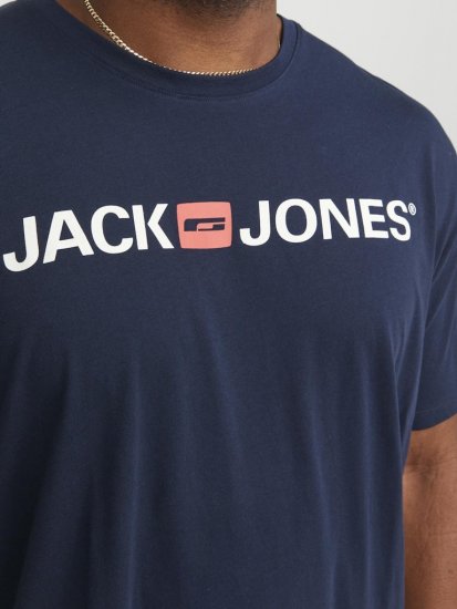 Jack & Jones Corp Logo Crew Neck T-Shirt Navy Blazer - Тениски - мъжки тениски големи размери