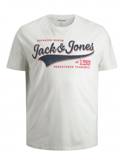 Jack & Jones JJELOGO TEE White - Тениски - мъжки тениски големи размери
