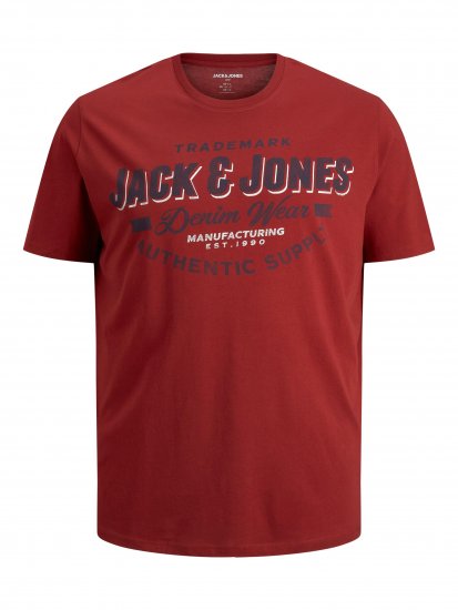 Jack & Jones JJELOGO TEE Red - Тениски - мъжки тениски големи размери