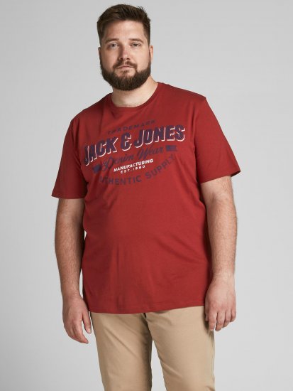 Jack & Jones JJELOGO TEE Red - Тениски - мъжки тениски големи размери