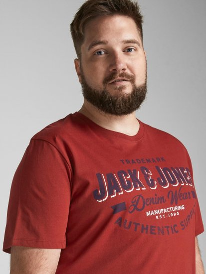 Jack & Jones JJELOGO TEE Red - Тениски - мъжки тениски големи размери