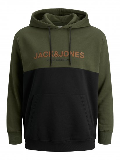 Jack & Jones JJEURBAN BLOCKING SWEAT Forest Green - Суичъри & cуичъри с качулка - мъжки суичъри големи размери
