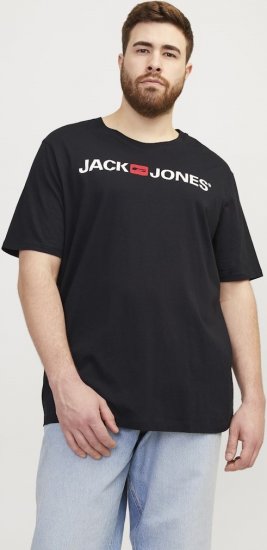 Jack & Jones Corp Logo Crew Neck T-Shirt Black - Тениски - мъжки тениски големи размери