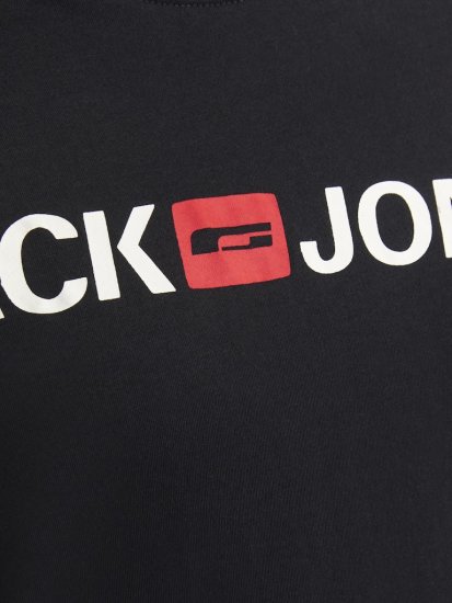 Jack & Jones Corp Logo Crew Neck T-Shirt Black - Тениски - мъжки тениски големи размери