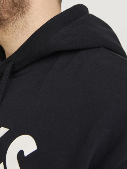 Jack & Jones CORP LOGO Large Print Hoodie Black - Суичъри & cуичъри с качулка - мъжки суичъри големи размери