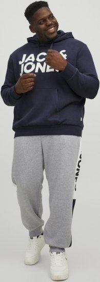 Jack & Jones CORP LOGO Large Print Hoodie Navy Blazer - Суичъри & cуичъри с качулка - мъжки суичъри големи размери