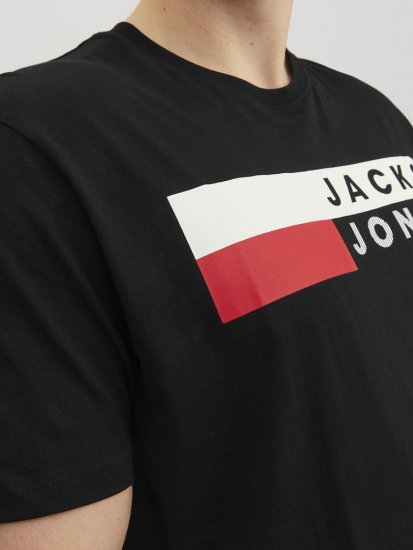 Jack & Jones CORP Logo T-Shirt Black/PLAY 4 - Тениски - мъжки тениски големи размери