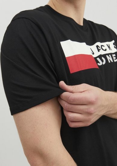 Jack & Jones CORP Logo T-Shirt Black/PLAY 4 - Тениски - мъжки тениски големи размери