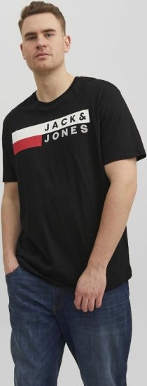 Jack & Jones CORP Logo T-Shirt Black/PLAY 4 - Тениски - мъжки тениски големи размери