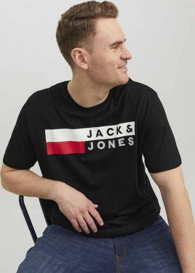 Jack & Jones CORP Logo T-Shirt Black/PLAY 4 - Тениски - мъжки тениски големи размери