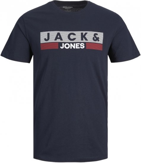 Jack & Jones CORP Logo T-Shirt Navy/PLAY 4 - Тениски - мъжки тениски големи размери
