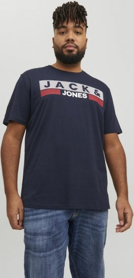 Jack & Jones CORP Logo T-Shirt Navy/PLAY 4 - Тениски - мъжки тениски големи размери