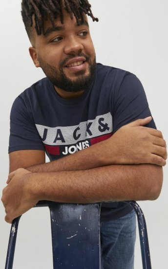 Jack & Jones CORP Logo T-Shirt Navy/PLAY 4 - Тениски - мъжки тениски големи размери