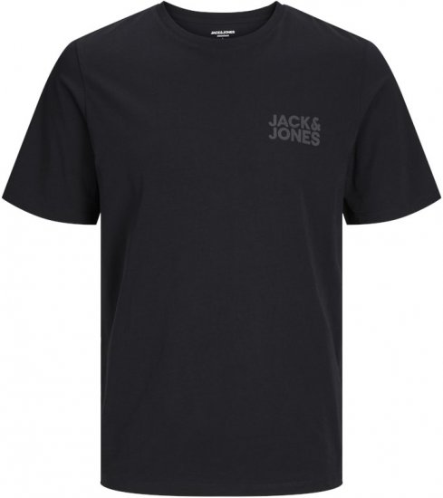 Jack & Jones CORP Logo T-Shirt Black w Small Black Print - Тениски - мъжки тениски големи размери