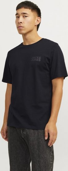 Jack & Jones CORP Logo T-Shirt Black w Small Black Print - Тениски - мъжки тениски големи размери