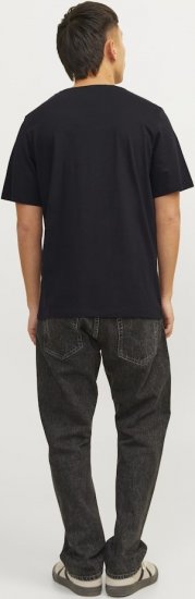 Jack & Jones CORP Logo T-Shirt Black w Small Black Print - Тениски - мъжки тениски големи размери