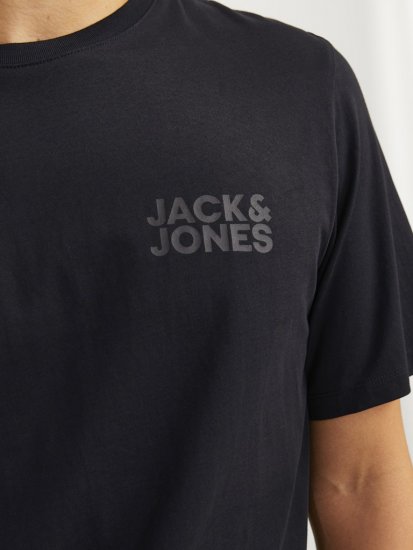 Jack & Jones CORP Logo T-Shirt Black w Small Black Print - Тениски - мъжки тениски големи размери
