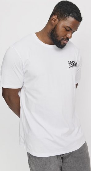 Jack & Jones CORP Logo T-Shirt White w Small Black Print - Тениски - мъжки тениски големи размери