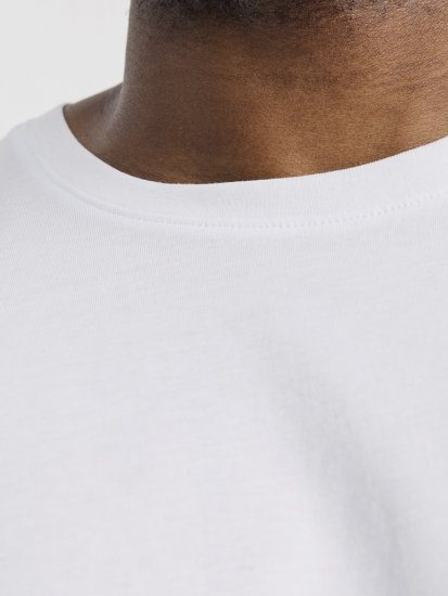 Jack & Jones CORP Logo T-Shirt White w Small Black Print - Тениски - мъжки тениски големи размери