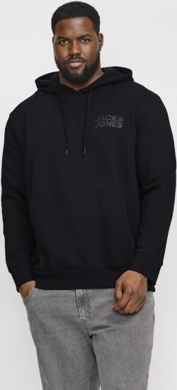 Jack & Jones CORP LOGO Small Print Hoodie Black - Суичъри & cуичъри с качулка - мъжки суичъри големи размери
