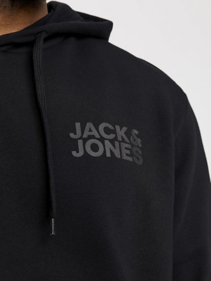 Jack & Jones CORP LOGO Small Print Hoodie Black - Суичъри & cуичъри с качулка - мъжки суичъри големи размери