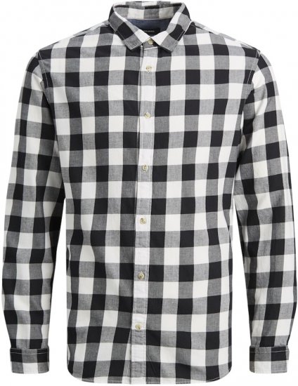 Jack & Jones Gingham L/S Shirt Whisper White - Ризи - мъжки ризи големи размери