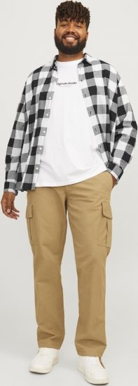 Jack & Jones Gingham L/S Shirt Whisper White - Ризи - мъжки ризи големи размери