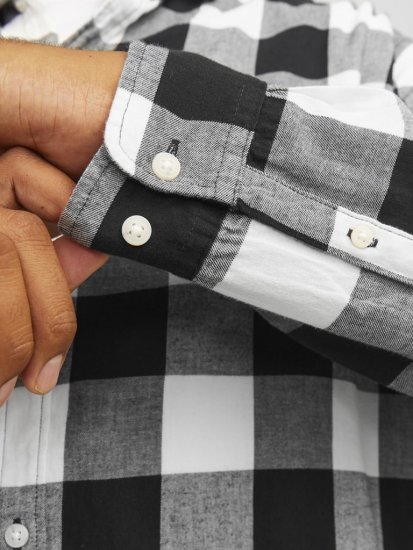 Jack & Jones Gingham L/S Shirt Whisper White - Ризи - мъжки ризи големи размери