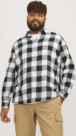 Jack & Jones Gingham L/S Shirt Whisper White - Ризи - мъжки ризи големи размери