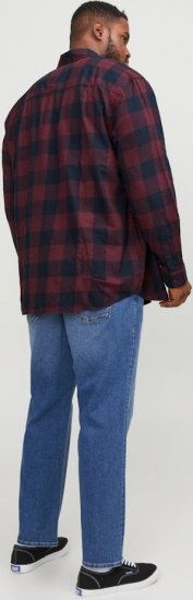 Jack & Jones Gingham L/S Shirt Dark Red - Ризи - мъжки ризи големи размери