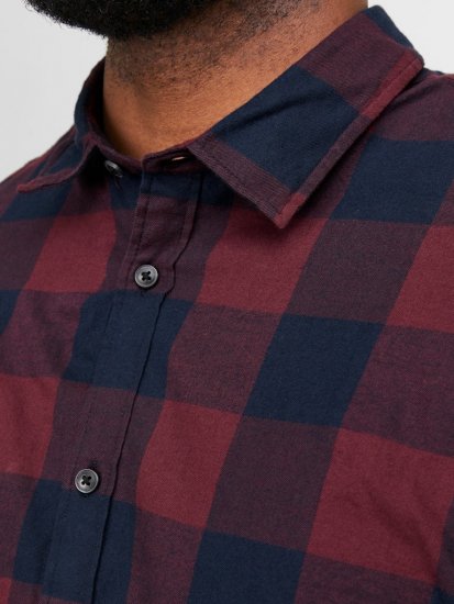 Jack & Jones Gingham L/S Shirt Dark Red - Ризи - мъжки ризи големи размери