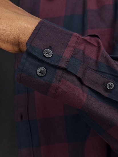 Jack & Jones Gingham L/S Shirt Dark Red - Ризи - мъжки ризи големи размери