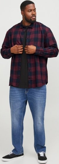 Jack & Jones Gingham L/S Shirt Dark Red - Ризи - мъжки ризи големи размери