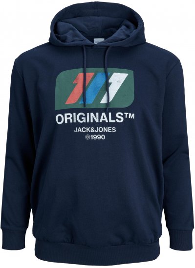 Jack & Jones JORNATE SWEAT Hoodie Navy - Суичъри & cуичъри с качулка - мъжки суичъри големи размери