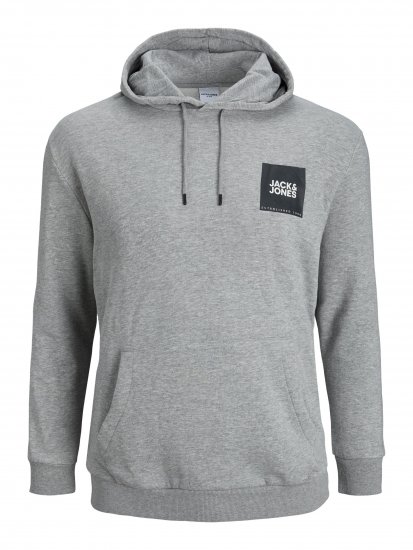 Jack & Jones JJLOCK SWEAT HOOD Grey - Суичъри & cуичъри с качулка - мъжки суичъри големи размери