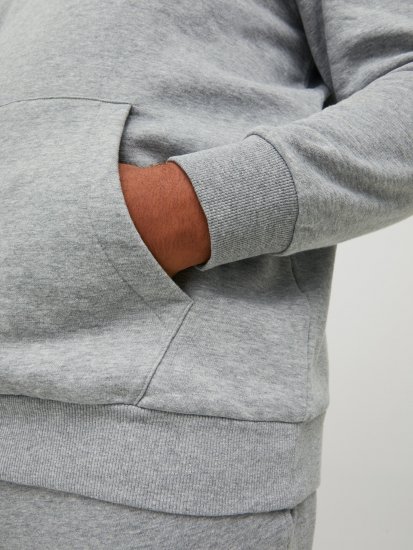 Jack & Jones JJLOCK SWEAT HOOD Grey - Суичъри & cуичъри с качулка - мъжки суичъри големи размери