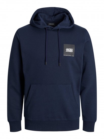 Jack & Jones JJLOCK SWEAT HOOD Navy - Суичъри & cуичъри с качулка - мъжки суичъри големи размери