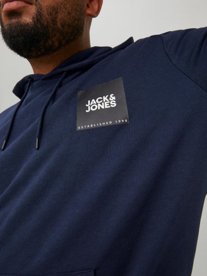 Jack & Jones JJLOCK SWEAT HOOD Navy - Суичъри & cуичъри с качулка - мъжки суичъри големи размери