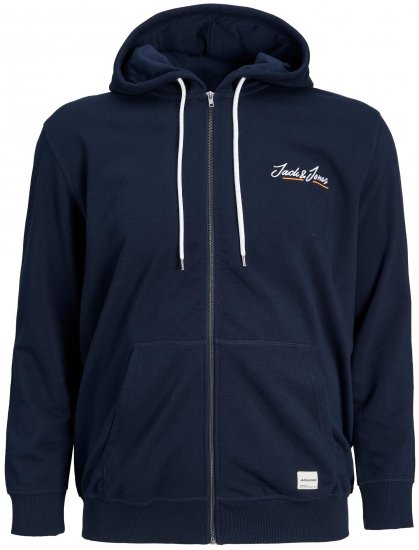 Jack & Jones JORPAUL TONS ZIP Hoodie Navy - Суичъри & cуичъри с качулка - мъжки суичъри големи размери