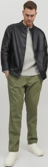 Jack & Jones Rocky Urban Rider Leather Jacket Black - Якета - мъжки якета големи размери