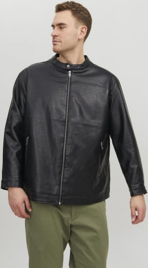 Jack & Jones Rocky Urban Rider Leather Jacket Black - Якета - мъжки якета големи размери